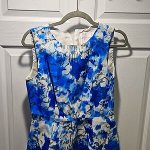 Carolina HerreraFrida Blue & Ivory Metallic Sleeveless Dress size 6